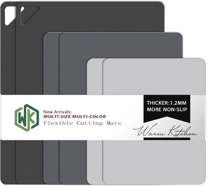 WK Flexible Plastic Cutting Boards Mats for Kitchen, Flexible Non Slip Cutting Mat, Thin Cutting Sheets, BPA Free, Dishwasher Safe, Multi Sizes