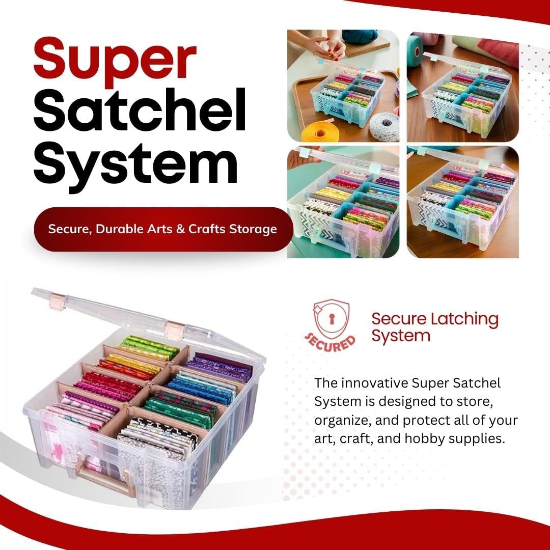 ArtBin 6990SO Super Satchel Double Deep Compartment Box - Art Storage with 8 Removable Compartments, Smart Closure for Craft Supplies (Gold - Pack of 1)