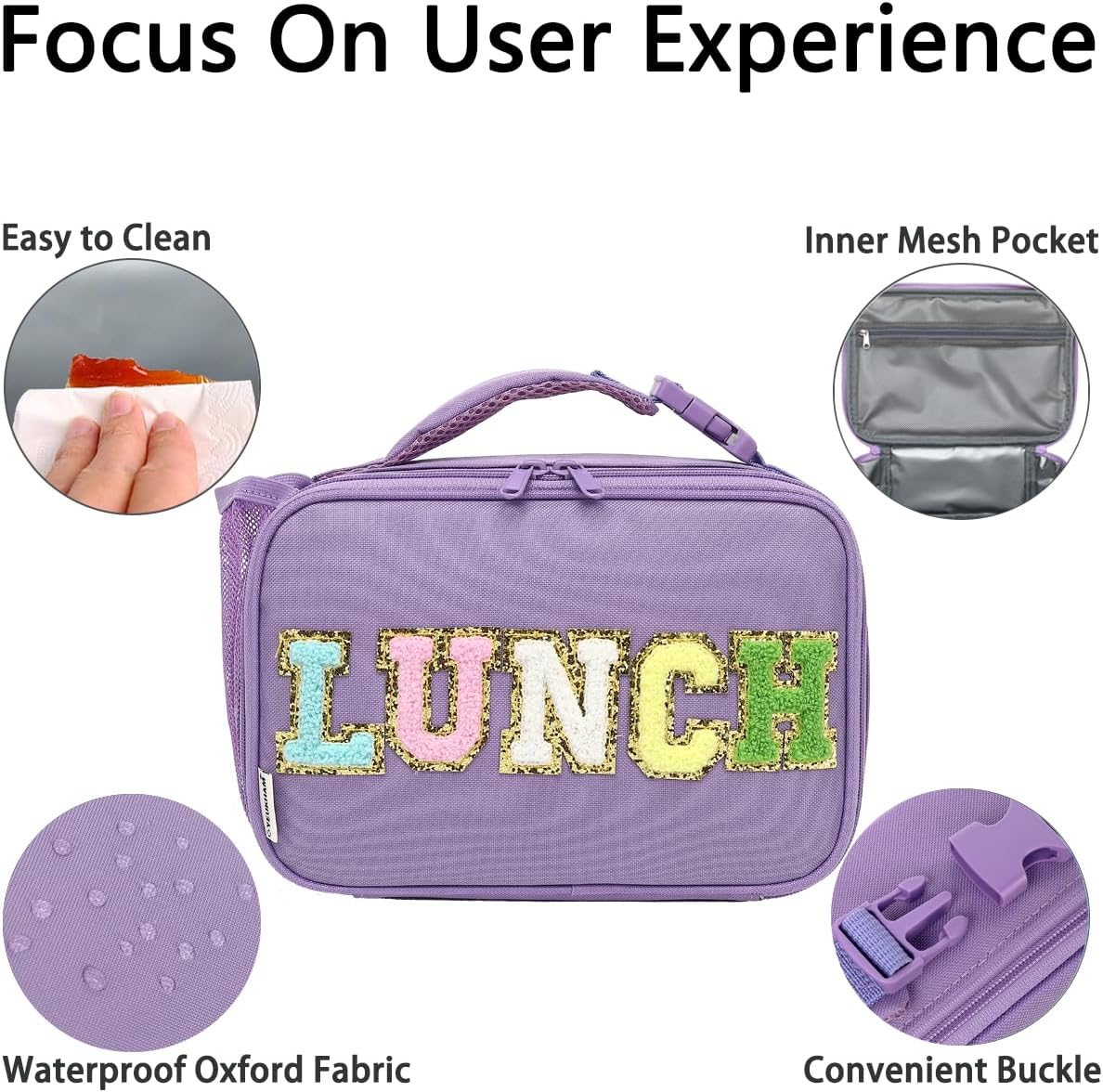 GYEUKHAM Insulated Lunch Box for School, Thermal Reusable Durable Freezable Lunch Bags for Kids Boys Girls Men Women - Small Soft Cooler Portable Lunch Tote Kit for Work Picnic Travel,Black