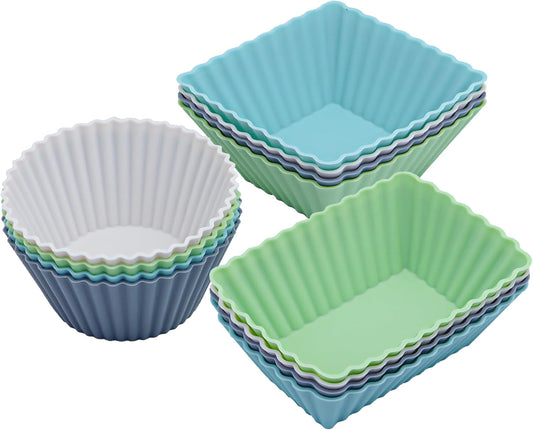 60PCS Silicone Lunch Box Dividers, Heavy-Duty Silicone Cupcake Liners for Muffin Cups, Reusable Kids' Lunch/Bento Box Accessories Set with Animal Forks, Food-Grade, BPA Free(20 Liners + 40 Picks)