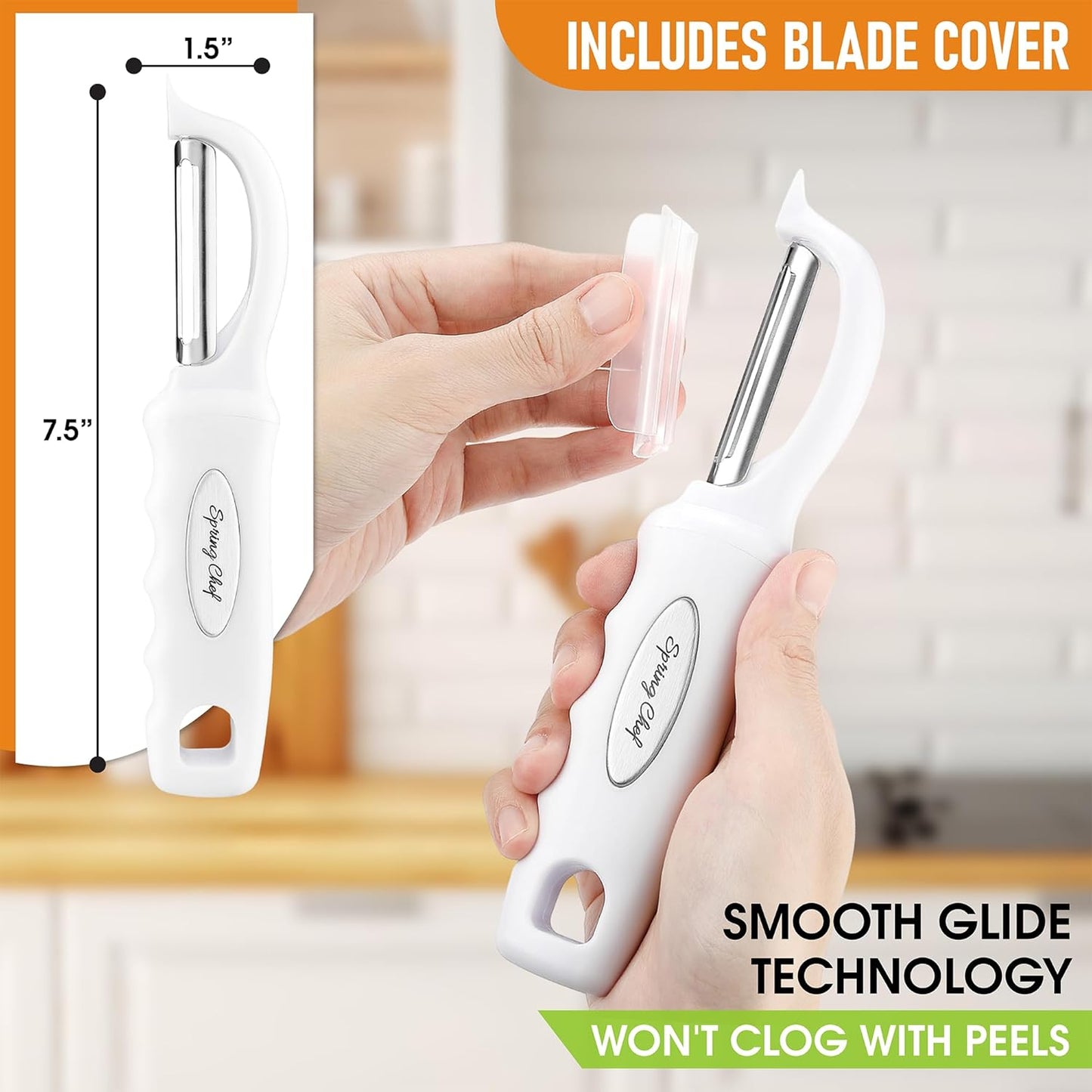 Spring Chef Premium Swivel Vegetable Peeler, Soft Grip Handle and Ultra Sharp Stainless Steel Blades - Perfect Kitchen Peeler For Veggie, Fruit, Potato, Carrot, Apple - Mango