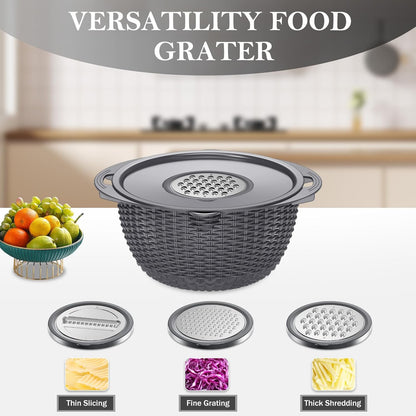 4-1 Colander with Bowl Set, Food Strainers and Colanders, Fruit Washing Bowl with Strainer, Rotatable Colander for Kitchen, Aesthetic Kitchen Gadget, Christmas & New Year Gifts - Beige