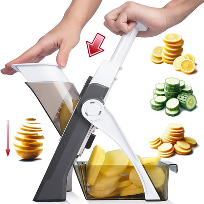 ONCE FOR ALL Safe Mandoline Slicer For Kitchen, Food Veggie Slicer, Gray