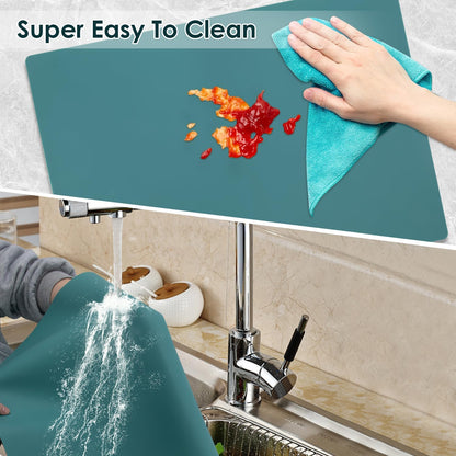 Extra Large Silicone Table Mat, Silicone Mat for Crafts Kids Dinner Placemat Desk Countertop Waterproof Protector Mats, Heat Insulation Kitchen Pastry Mat Rolling Dough Pad (Coffee, 23.6''x15.7'') - Colors A