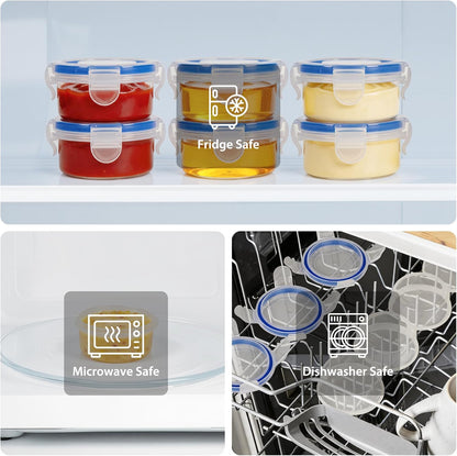 Freshmage Salad Dressing Container to Go, [6 Pack] 2.7 oz Small Condiment Containers with Leakproof Lids for On-the-Go Meals, Reusable Sauce Containers BPA-Free