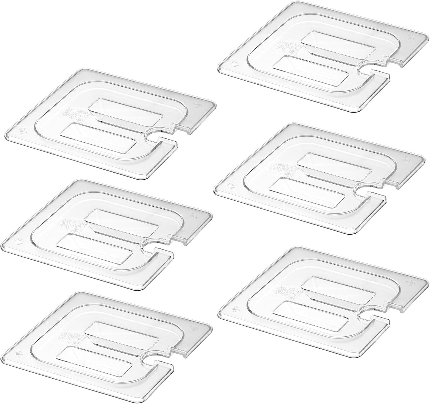 6-Pack Clear Polycarbonate Handled Lids for 1/6 Size NSF Food Pans