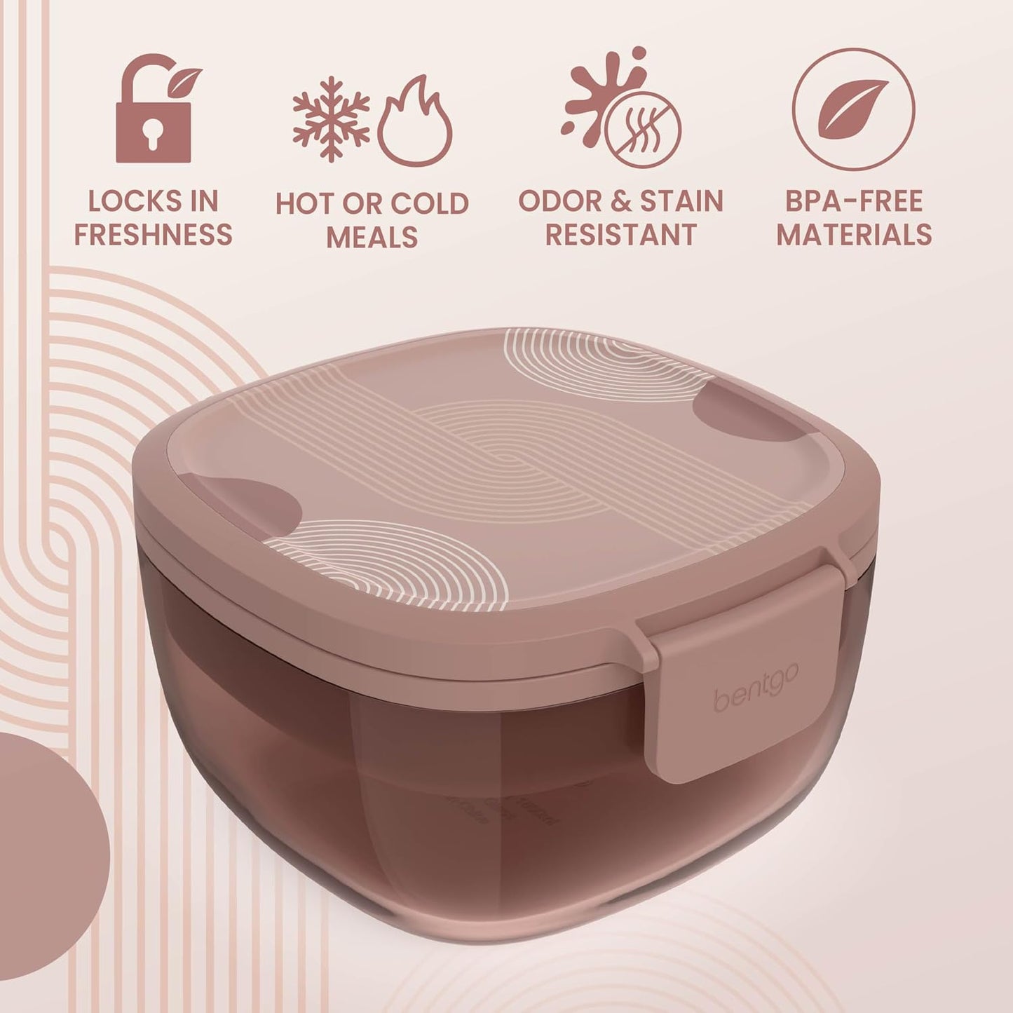 Bentgo Glass Salad Container - 7.6-Cup Salad Bowl with Airtight Lid, Leak-Proof Sauce Container, 4-Compartment Bento Tray & Reusable Fork - BPA-Free for Meal Prep, Office & More (Light Blue)