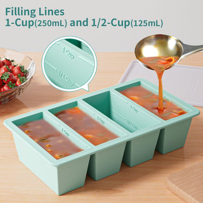 Silicone Freezer Tray for Sauce Cube: GGOW Silicone Freezing Tray for Broth Soup Storage - Freeze 250mL 125mL Souped Portion