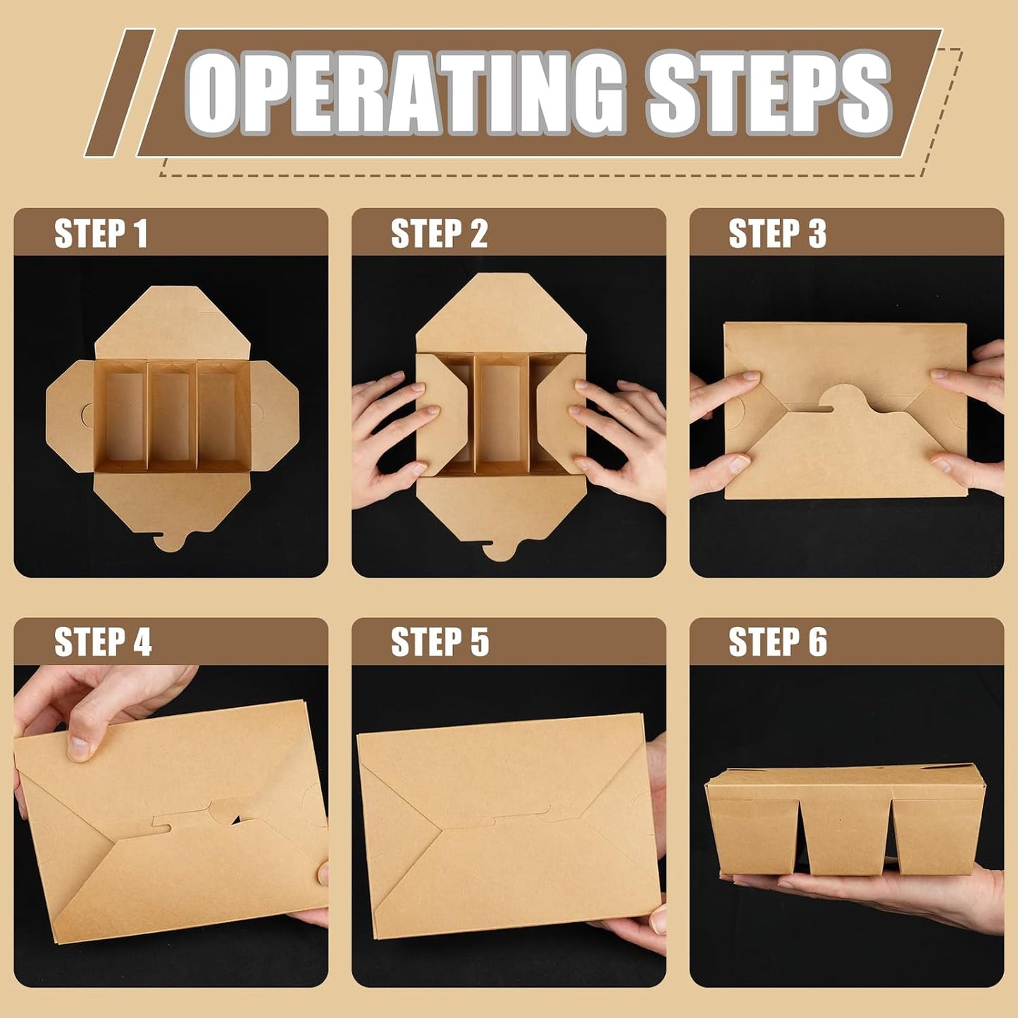 30 Pack 3 Compartment Take Out Food Containers, 7.5x5.4x2.6" Bamboo Pulp Paper Take Out Boxes, Disposable To Go Container Take Out Containers, Greaseproof Paper Bento Box Takeout Lunch Boxes with Lid