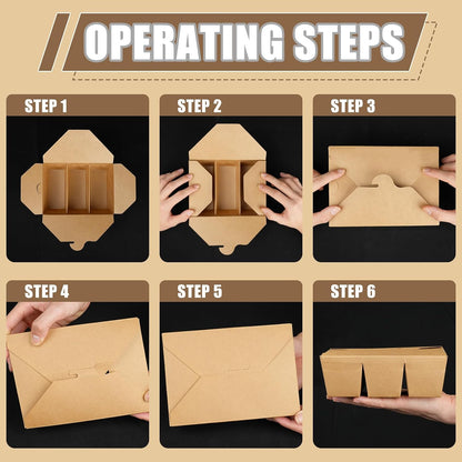 30 Pack 3 Compartment Take Out Food Containers, 7.5x5.4x2.6" Bamboo Pulp Paper Take Out Boxes, Disposable To Go Container Take Out Containers, Greaseproof Paper Bento Box Takeout Lunch Boxes with Lid