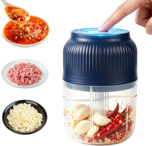 Electric Garlic Chopper 350ml, Cordless & Powerful 6 Stainless Steel Blades