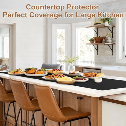 Gartful 78.7 x 15.7 inch Extra Large Silicone Mat for Kitchen, Non Slip Countertop Protector Heat-Resistant Multipurpose Pad for Dinner Table, Coffee Bar, Black