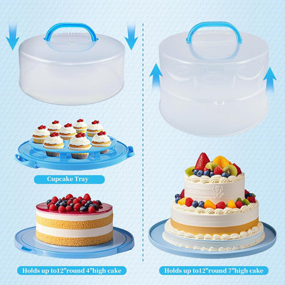12 Inch Tall Cake Carrier Extra Large with Lid and Handle, Large Cake Transport Container Portable for Pies, Cupcakes, Cakes