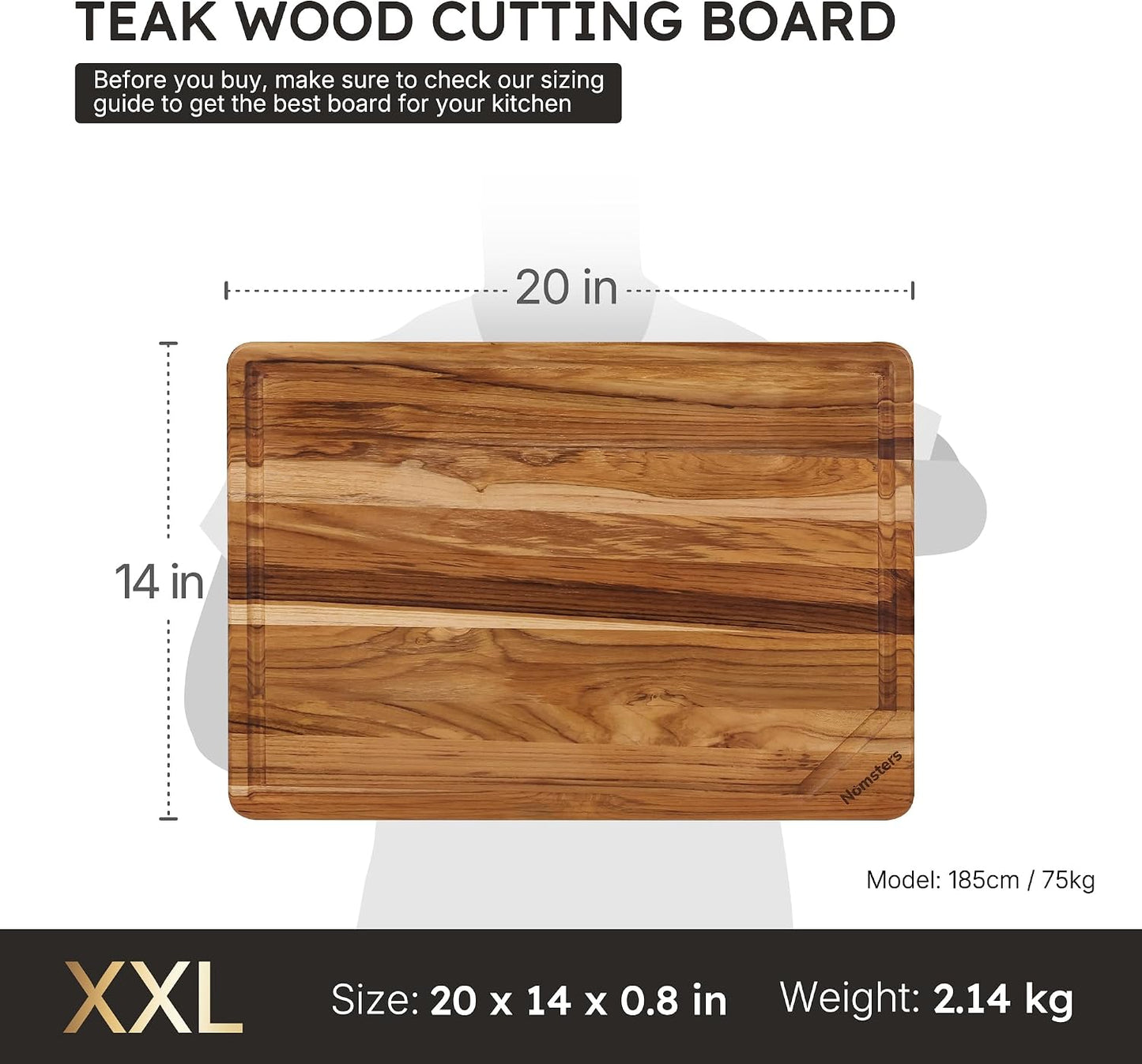 3 Pack Teak Wood Cutting Board Set with Holder Non Slip Over Sink Wooden Chopping Board for Fresh Meat Vegetable Thick Haus Perfect for Charcuterie Juice Groove Kitchen Accessories - FSC Certified