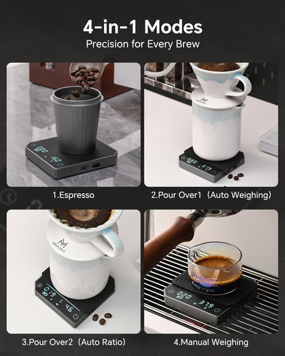 Walnut Coffee Bean Scale Set with Spritzer, Coffee Lover Gifts