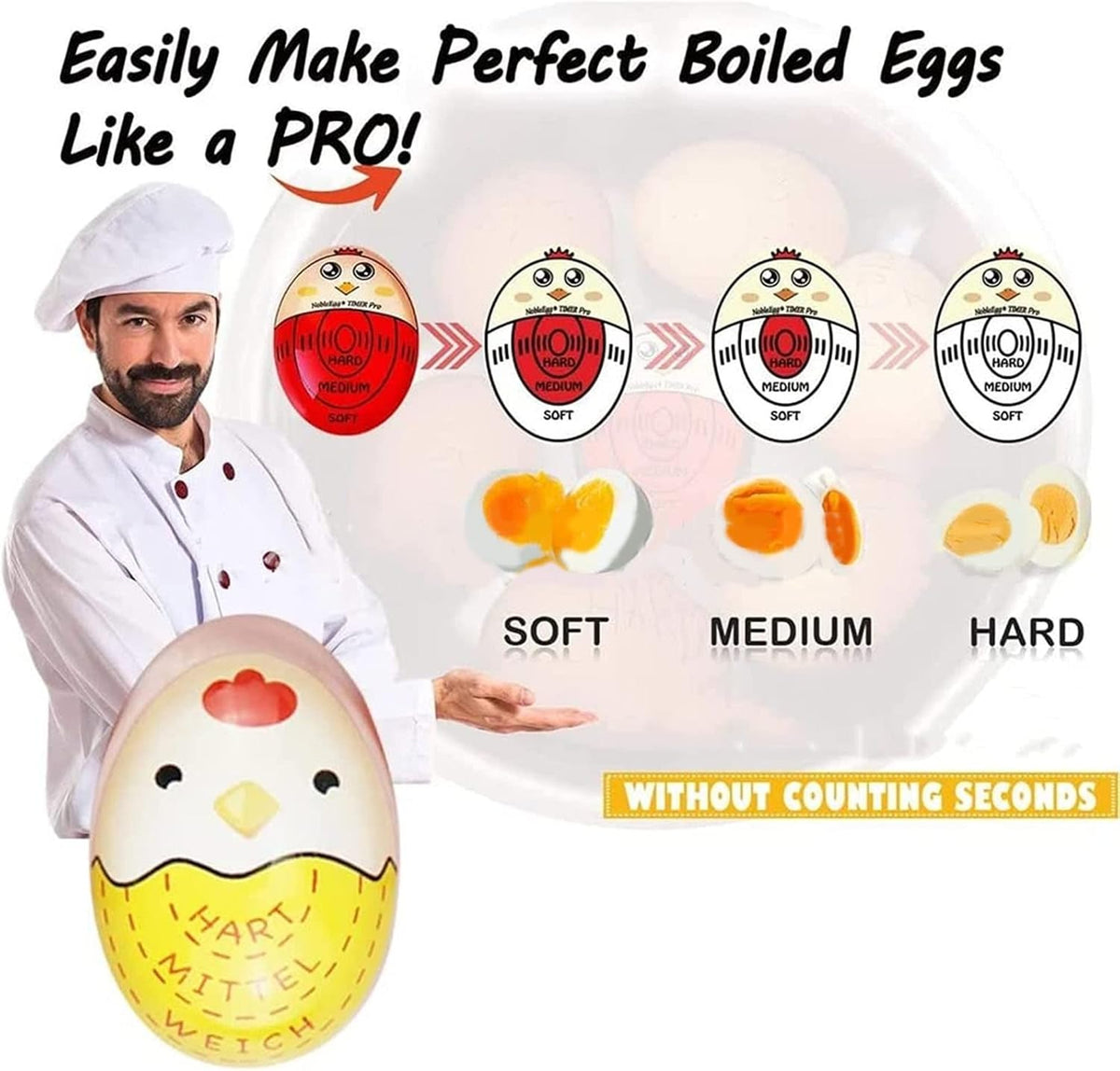 Egg Timer For Hard Boiled Eggs Soft Boiled Color Changing Indicators Tells When Eggs Are Ready, Egg Timers For Cooking Hard Kitchen
