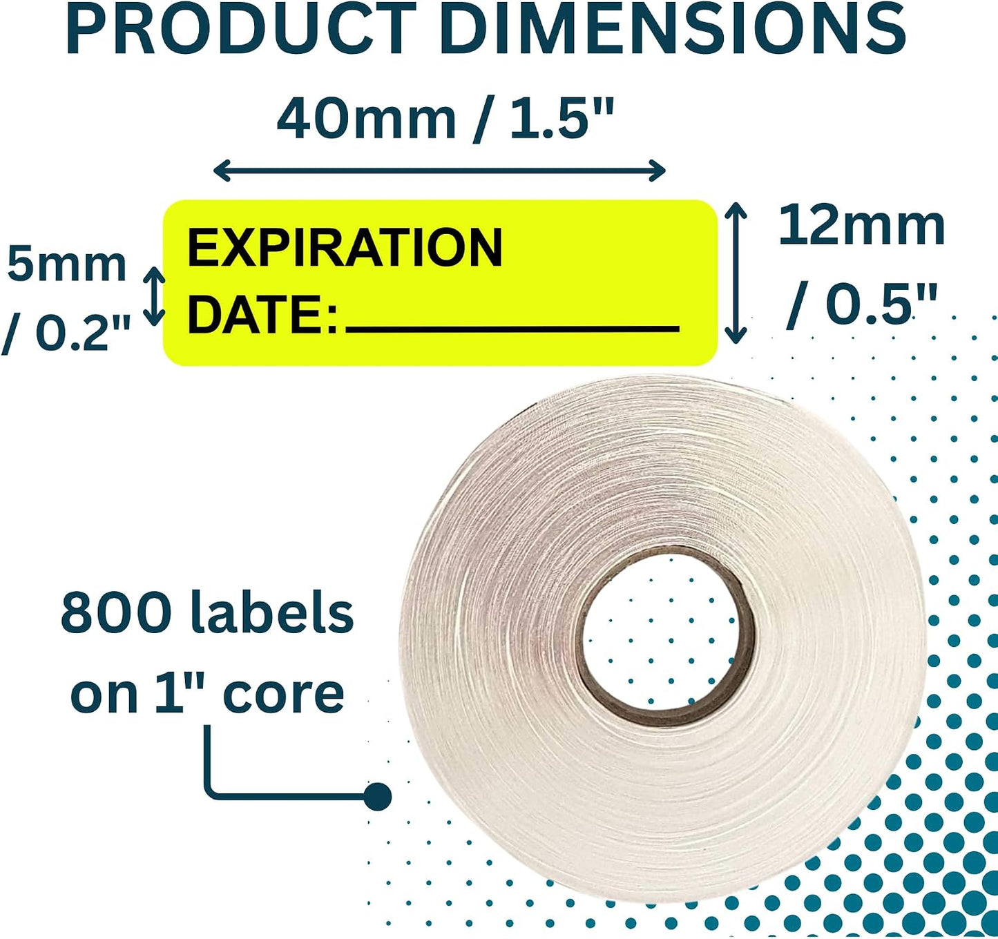 Opened Date Labels for Medical, Food & Lab Use - 800 Fluoro Green Write-on Small Stickers (12mm x 40mm / 0.5" x 1.5") in Dispense Box. Strong Latex-Free Adhesive & Indirect Food/Medical Safe Ink