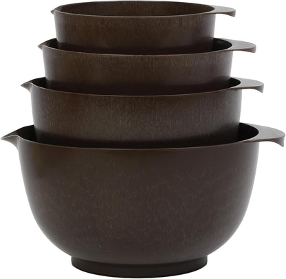 BoxedHome 4.5 Quart Large Plastic Mixing Bowls, Microwave Safe Mixing Bowl Set with Pour Spout, Nesting Bowls for Space Saving Storage(Violet Blue)
