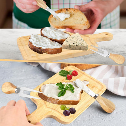 2 Sets Baby Shower Game Prizes for Winners, Bridal Shower Prizes for Guests, Cheese Board Gift Sets with Wood Mini Charcuterie Boards, Knives, Forks, Thank You Card & Gift Box