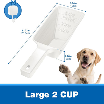 Food Scoop, Cup Capacity Dog Food Scooper With Measuring Lines For Dog, Puppy and Cat Coffee Bean Flour Scoop Set (Grey)