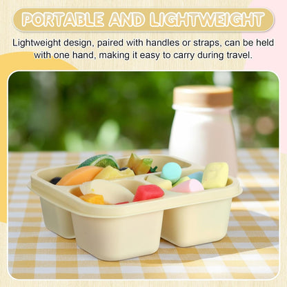 Honeydak 5 Pack Snack Containers 3 Compartment Bento Snack Boxes Divided Meal Prep Containers with Lids Reusable Adults Lunch Food Storage Box for School Work Travel(Elderberry)