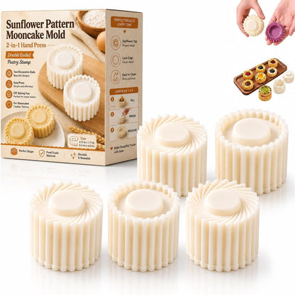 Mooncake Mold Sunflower Pattern Double Ended Hand Press Pastry Stamp