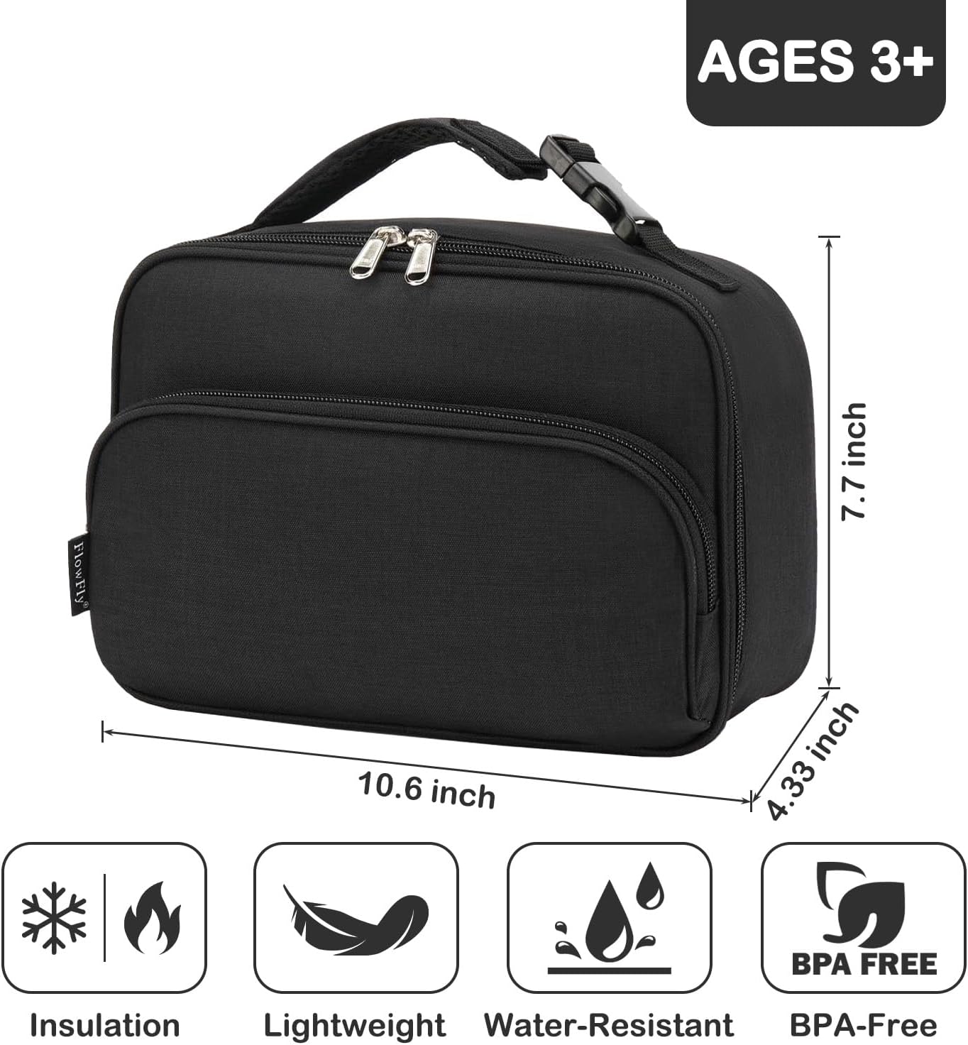 FlowFly Kids Lunch box Insulated Soft Bag Mini Cooler Back to School Thermal Meal Tote Kit for Girls, Boys, Astronaut - Colors B