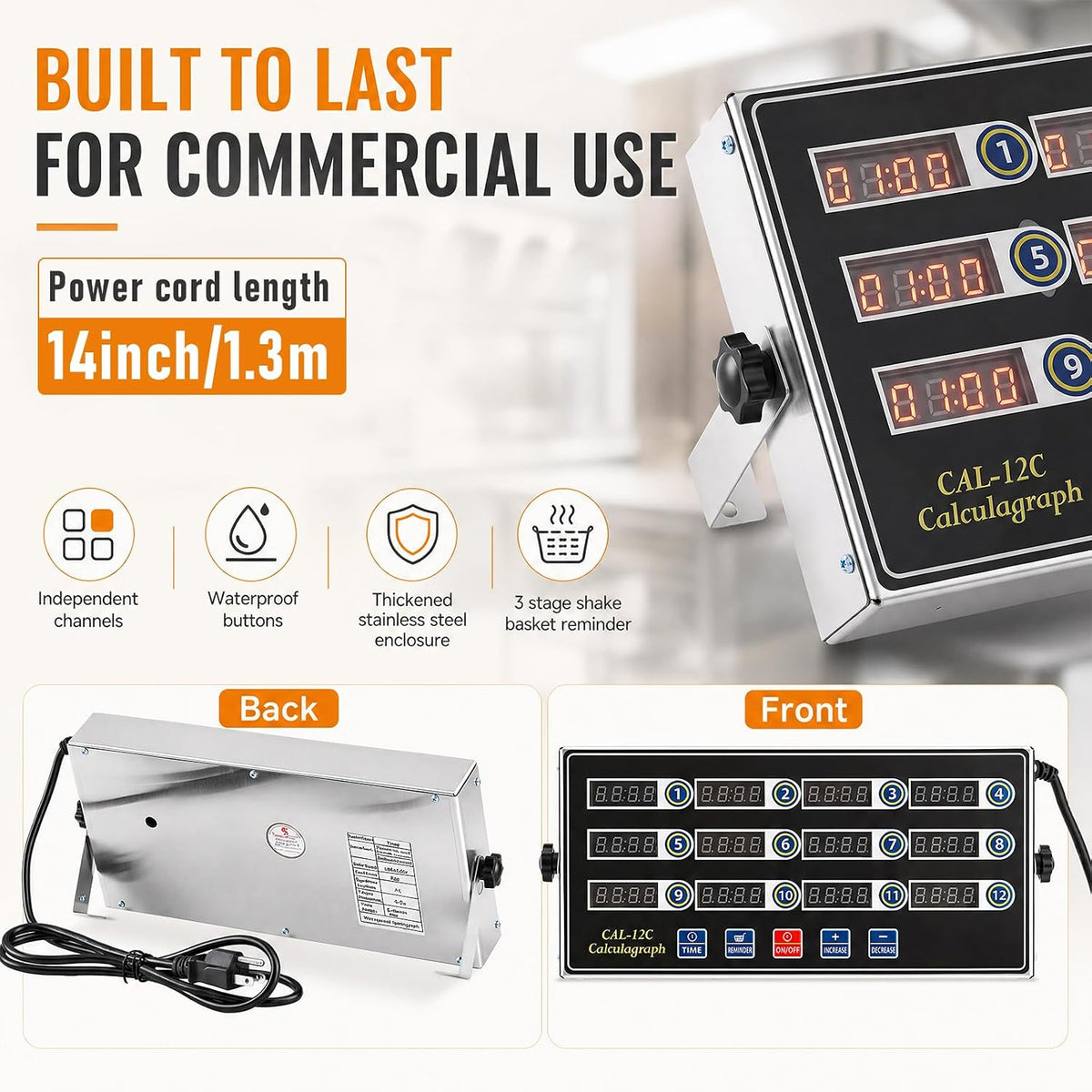 Relaxweex Commercial Digital Kitchen Timer for Cooking, 8 Channel