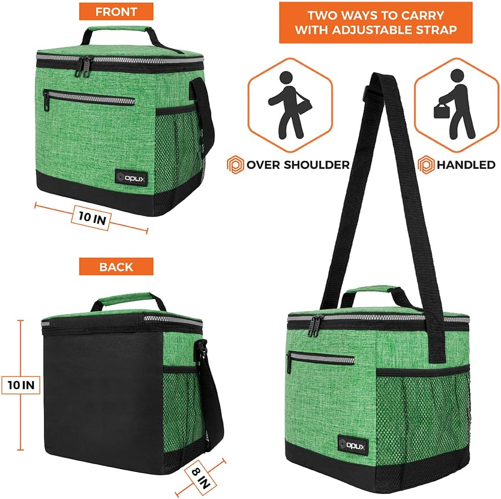 opux Insulated Lunch Box Men Women, Lunch Bag for Work School, Leakproof Soft Cooler Tote Adult, Large Lunch Pail Kids Boys Girls, Picnic Beach Food Bag with Shoulder Strap, Purple Floral