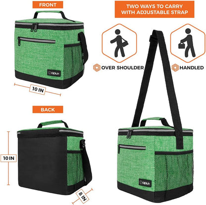 opux Insulated Lunch Box Men Women, Lunch Bag for Work School, Leakproof Soft Cooler Tote Adult, Large Lunch Pail Kids Boys Girls, Picnic Beach Food Bag with Shoulder Strap, Purple Floral