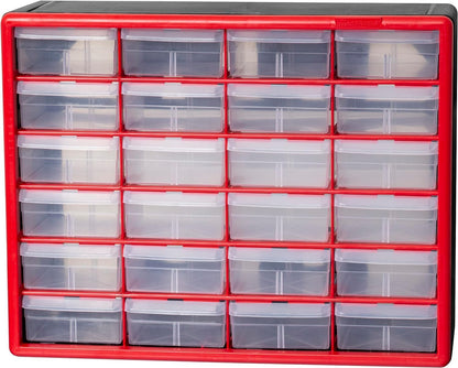 Akro-Mils 44-Drawer Plastic Drawer Storage Cabinet for Garage Organization, Bead Organizer, Building Bricks Storage, Teacher Toolbox, Makeup Organizer, 20" W x 6" D x 16" H, 10144 Black