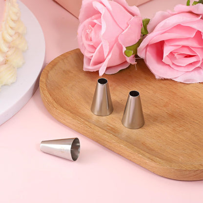 3 Pcs #12 Round Piping Tip for Macarons, Stainless Steel Round Frosting Piping Tips with 8mm Opening, Professional Cookie Decorating Pastry Tips Set for Frosting & Cake Decorating (Silver)