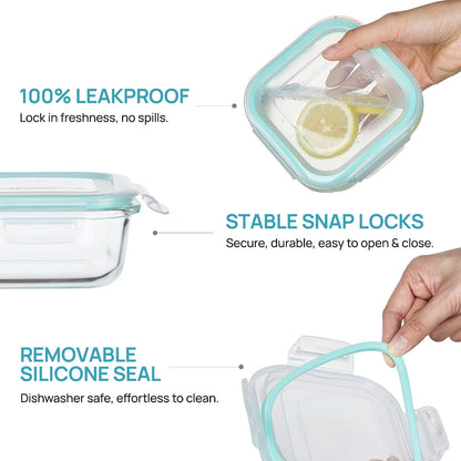 Vtopmart 10 Pack 35oz Glass Food Storage Containers with Lids, Meal Prep Containers, Airtight Reusable Lunch Container Set, Safe for Oven, Microwave, Freezer, and Dishwasher, Grey