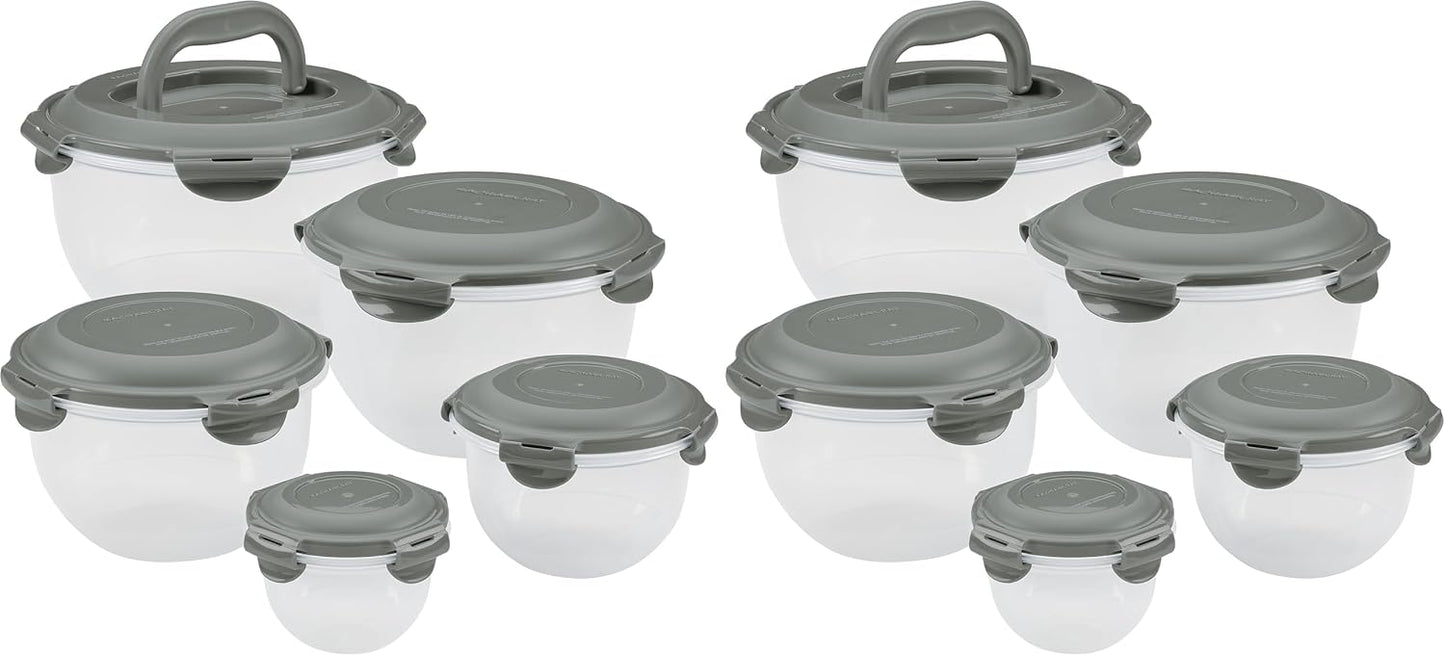 Rachael Ray Leak-Proof Nestable Container Food Storage Bin Set, 10-Piece, Clear with Teal Lids
