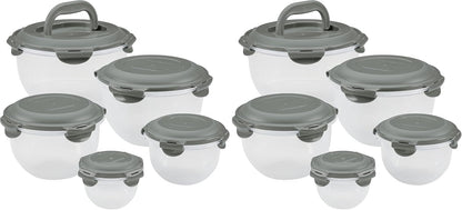 Rachael Ray Leak-Proof Nestable Container Food Storage Bin Set, 10-Piece, Clear with Teal Lids
