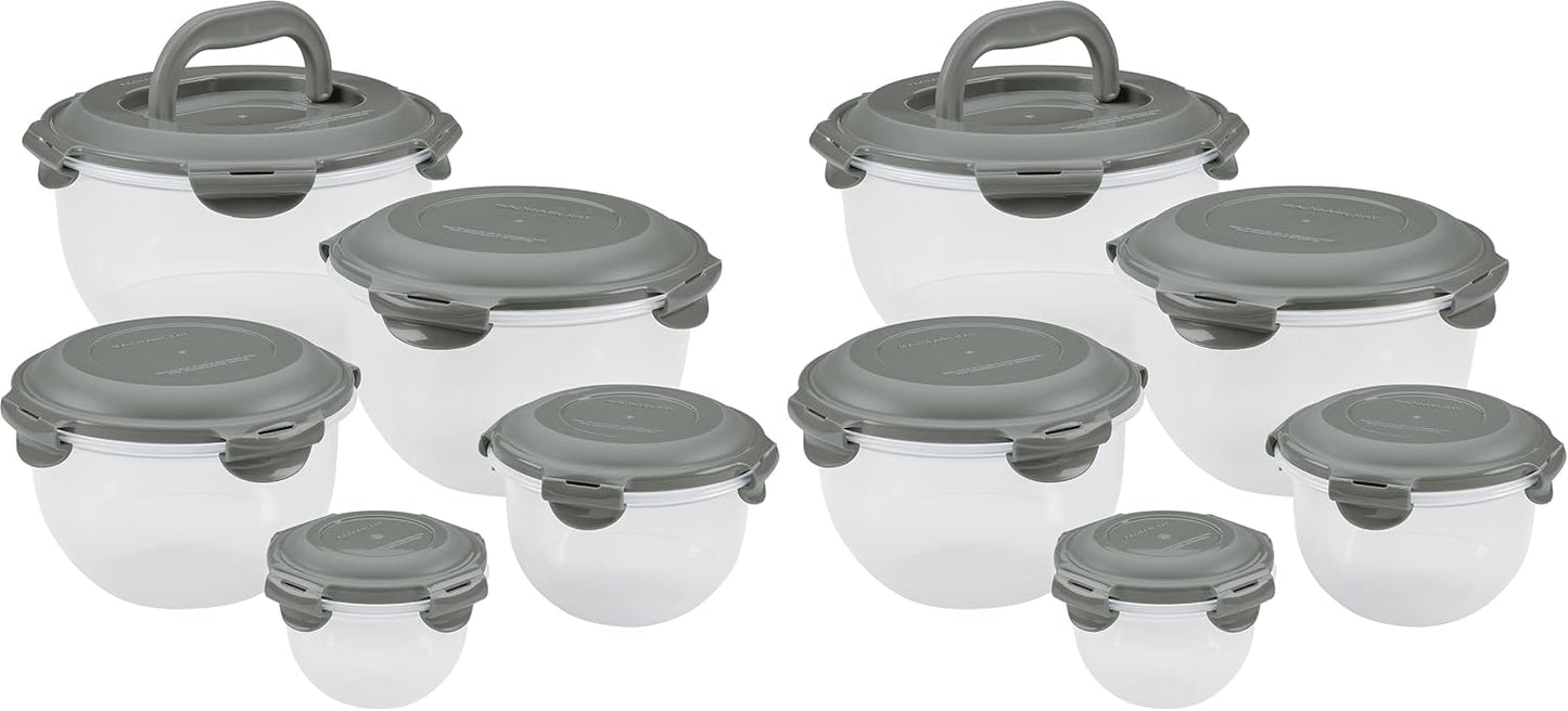 Rachael Ray Leak-Proof Nestable Container Food Storage Bin Set, 10-Piece, Clear with Teal Lids