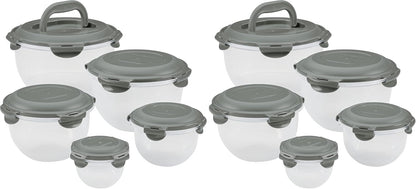 Rachael Ray Leak-Proof Nestable Container Food Storage Bin Set, 10-Piece, Clear with Teal Lids