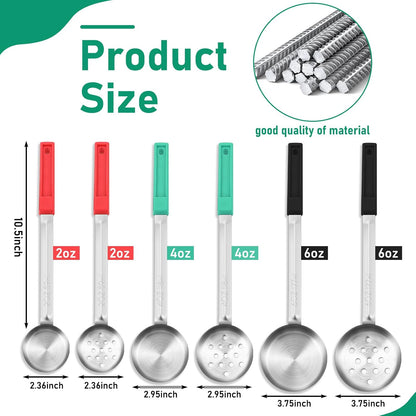 Reallnaive 6 Pcs Portion Control Serving Spoons, 3 Size