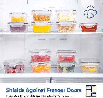 Chef's Path 28 Piece Airtight Food Storage Containers with Easy Snap Lids, 14 Containers and Lids, Stackable Kitchen and Pantry Canisters for Coffee, Meal Prep and Food Storage -Transparent