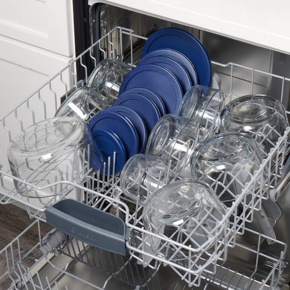 Anchor Hocking 12 Piece Glass Storage Containers with Lids (6 Glass Food Storage Containers & 6 Navy Blue SnugFit Lids)