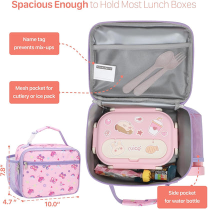 Kids Lunch Bag Boys - Insulated Kids Lunch Box Reusable Lunchbox with Water Bottle Holder Toddler Lunch Tote Bag for School Daycare, Black Dino Fossil
