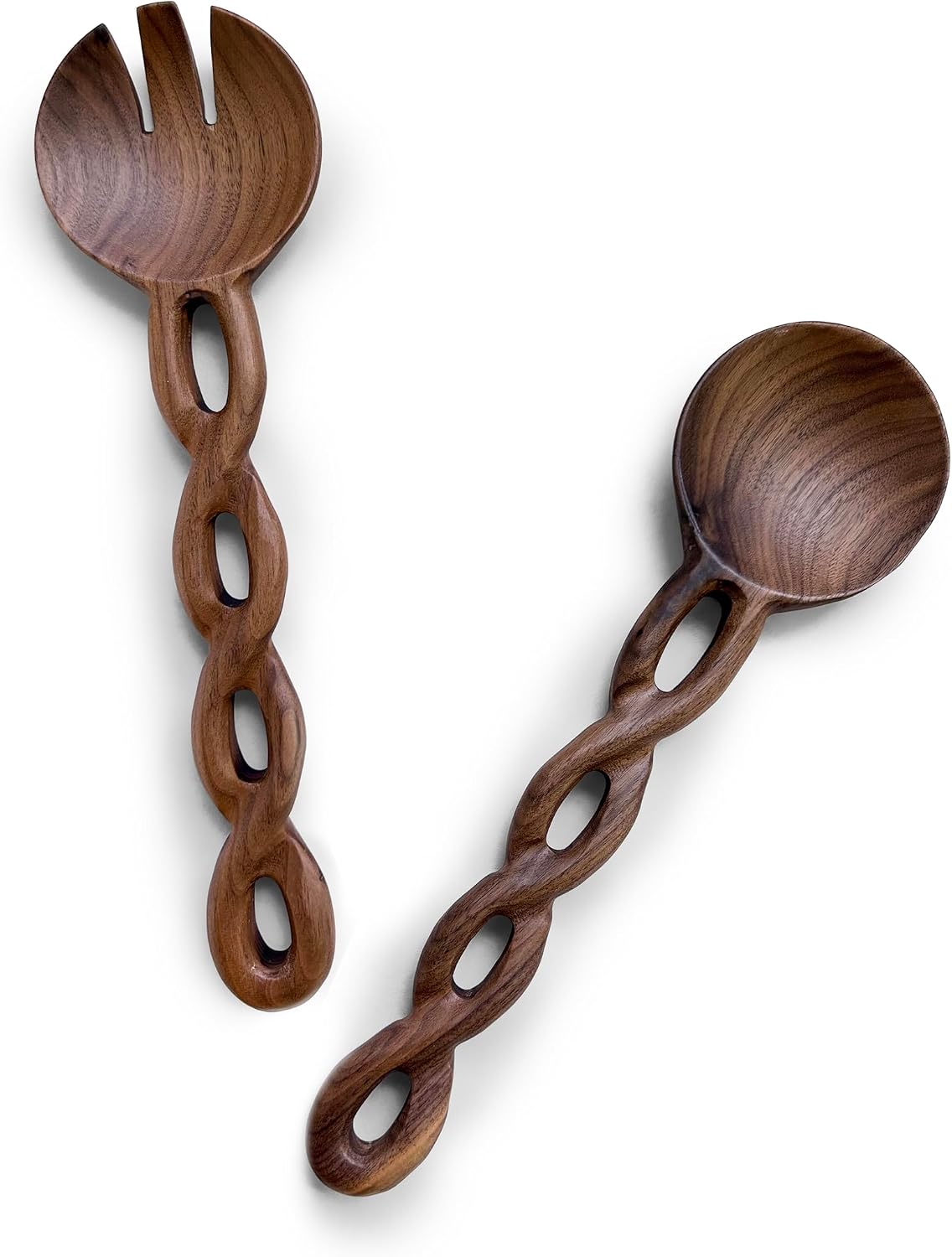 Salt & York 13-Inch Walnut Wood Salad Tongs, Handcrafted Wooden Serving Utensils for Tossing Salad, Pasta, Side Dishes & Entertaining, Farmhouse Kitchen & Cookware, Ideal Wedding and Housewarming Gift