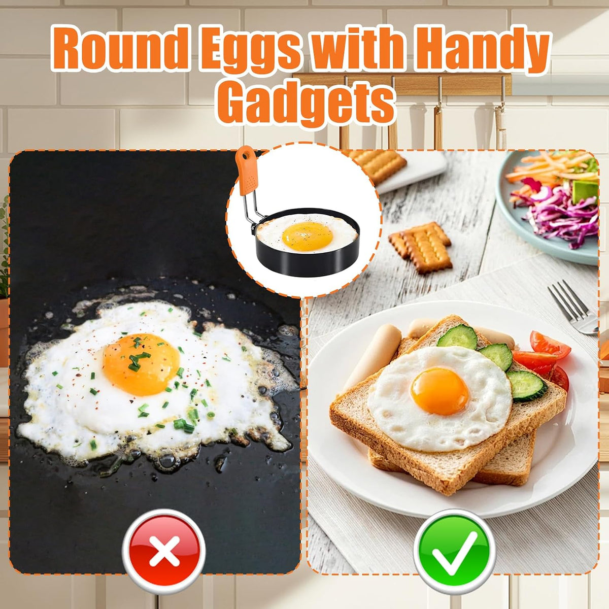4 Set 3.5" Nonstick Egg Rings, Large Ring for Frying Eggs