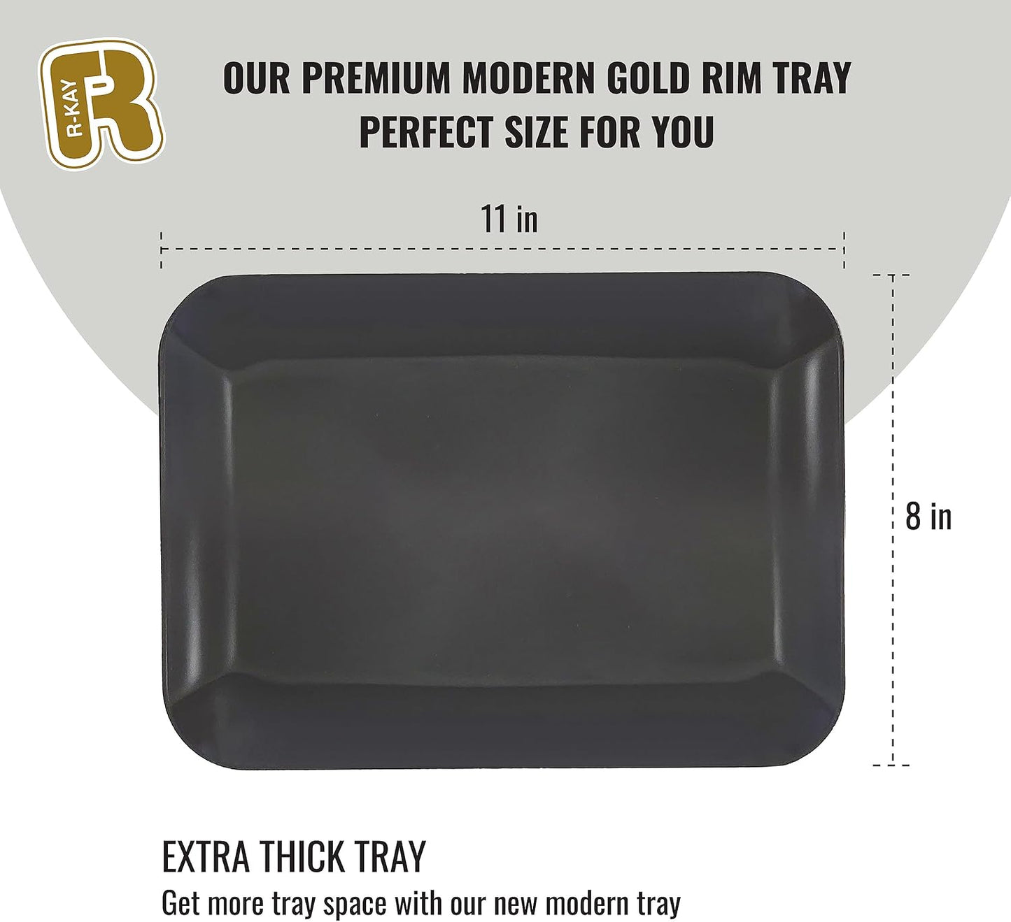6 Pack Plastic Serving Trays for Party - 8 x 11 Disposable Serving Tray - Heavy Duty Gold Dessert Trays (Clear)