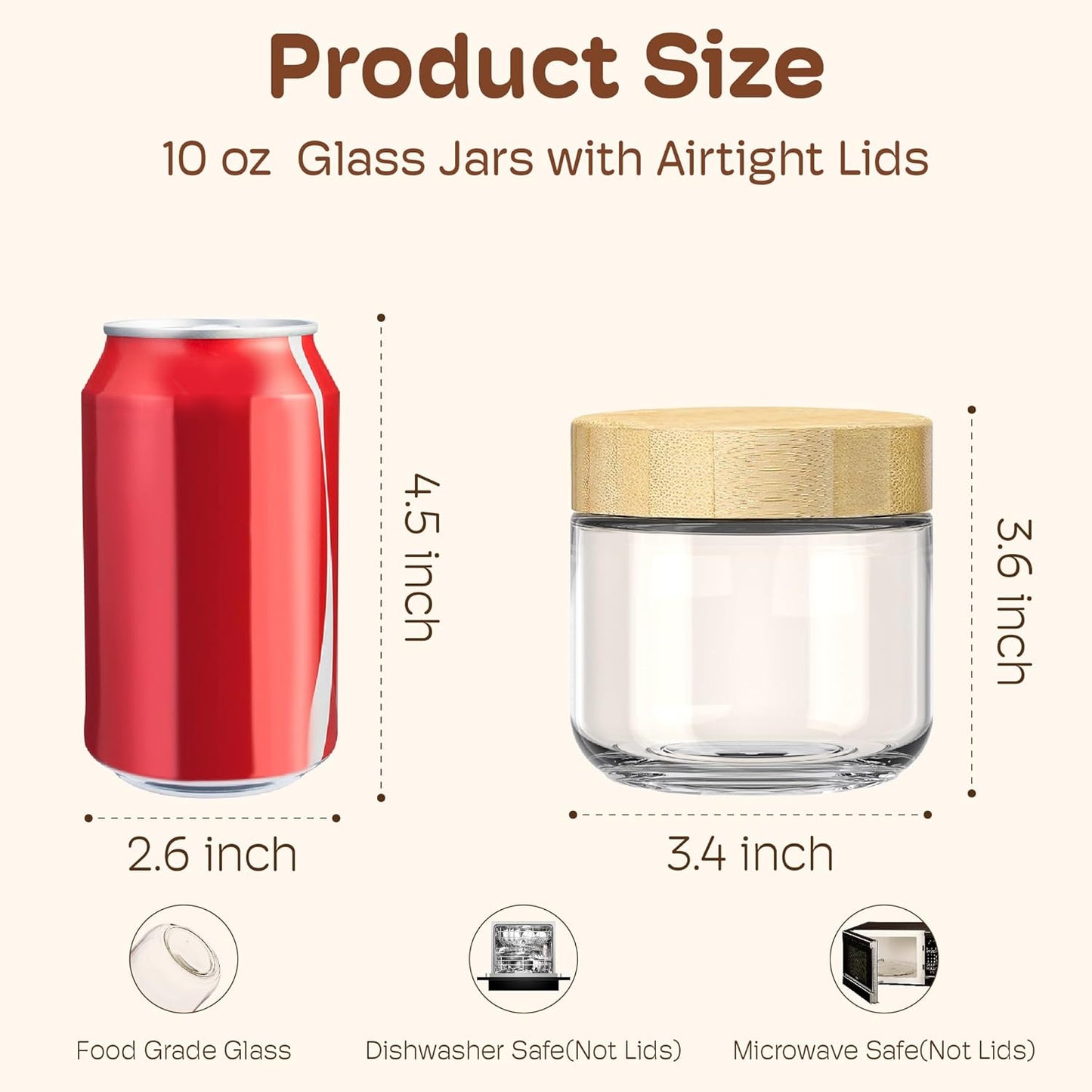 6 Pack 16oz Overnight Oats Containers with Bamboo Lids, Glass Jars with Airtight Lids for Meal Prep, Wide Mouth Mason Salad Jars, Glass Food Storage Container for Yogurt Chia Snacks Spice Sugar