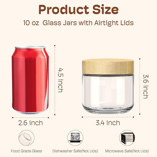 6 Pack 16oz Overnight Oats Containers with Bamboo Lids, Glass Jars with Airtight Lids for Meal Prep, Wide Mouth Mason Salad Jars, Glass Food Storage Container for Yogurt Chia Snacks Spice Sugar