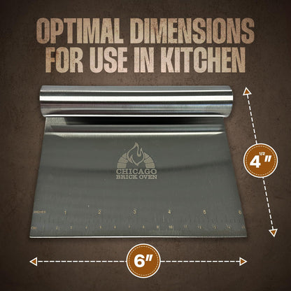 Stainless Steel Bench Scraper for Kitchen – Dough Cutter & Pastry Scraper with Measuring Scale – Multipurpose Tool for Pizza, Bread, Baking – Rust-Resistant, Ergonomic Handle