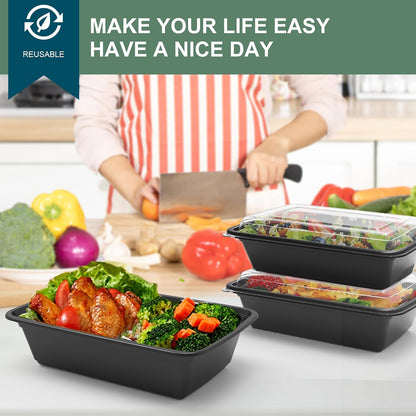 50 Pack Meal Prep Containers 38 oz, Leakproof To Go Food Containers, Disposable & Reusable Food Prep Containers for Takeout, Food Storage Containers BPA-Free, Microwave/Dishwasher/Freezer Safe