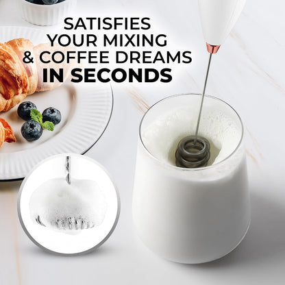 Zulay Kitchen Rechargeable Milk Frother Handheld - Frother Wand, Drink Mixer, Electric Whisk Frother, for Cappuccinos, Matcha & Protein Powder - Dynamic 3 Whisk, 3 Speed 500mAh Black - Colors A