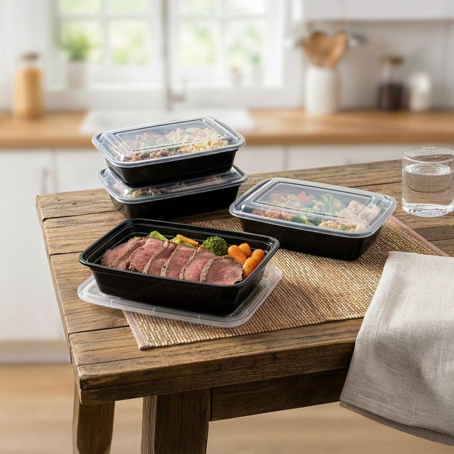 10-Piece Meal Prep Containers with Lids, Single Compartment, BPA-Free, Leak-Resistant, Microwave and Dishwasher Safe, Made for Family Meals and Easy Serving